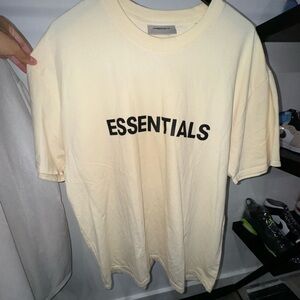 Cream Fear of God Essentials T-shirt